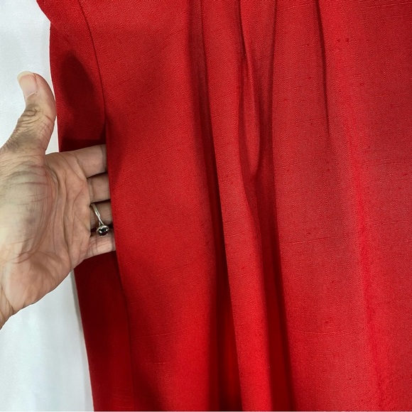 Diana Fay Vintage Classic Red Tea Length Pleated Button Front Skirt - Picture 3 of 9